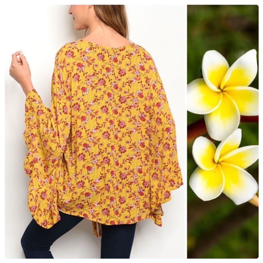 Oversized Bohemian Gypsy Tie Front Top - Picture 2 of 4